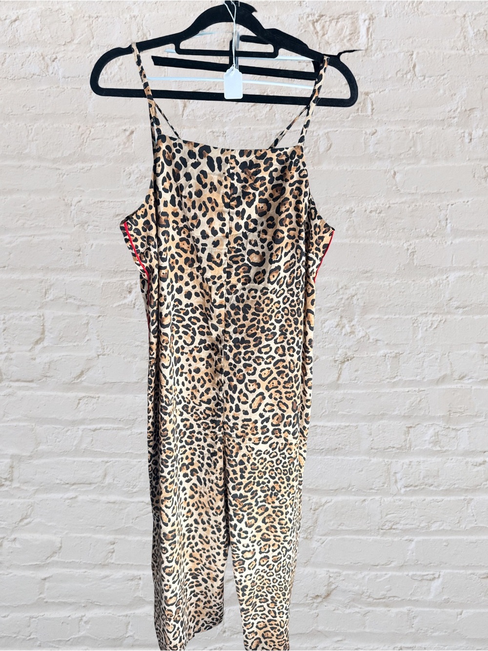 Topshop Leopard Print Slip Jumpsuit - Tan & Black